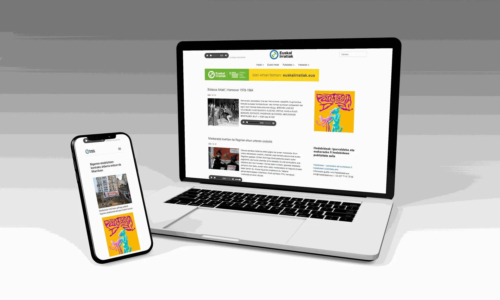 Banner carré sur le site d'Euskal Irratiak