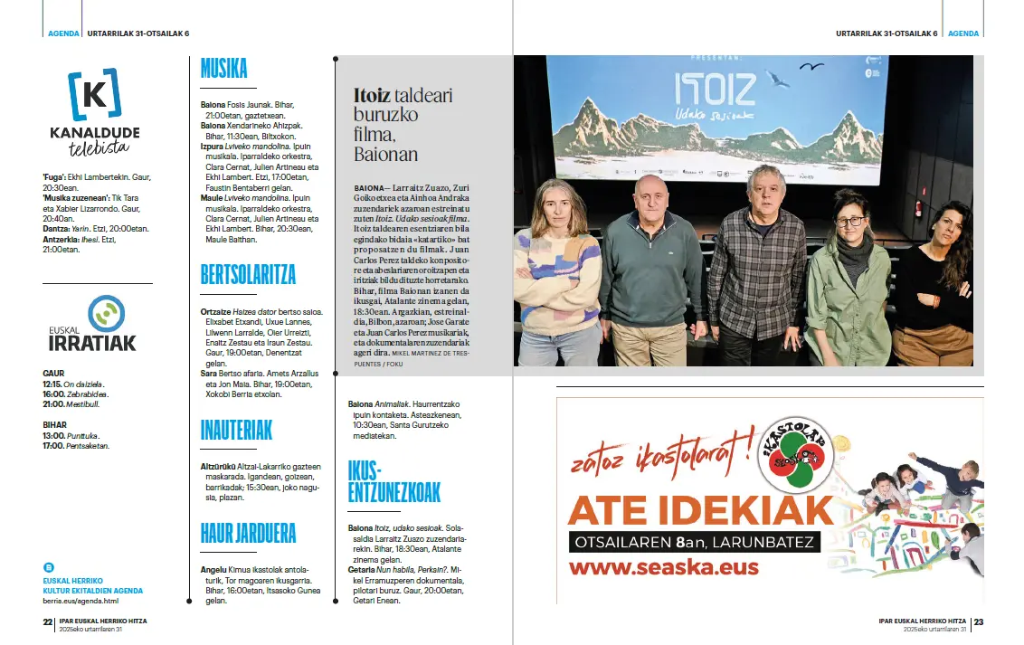 Encart 6x3 dans hebdo Ipar Euskal Herriko Hitza