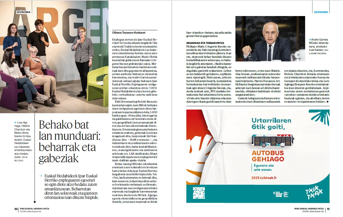Encart 6x4 dans hebdo Ipar Euskal Herriko Hitza